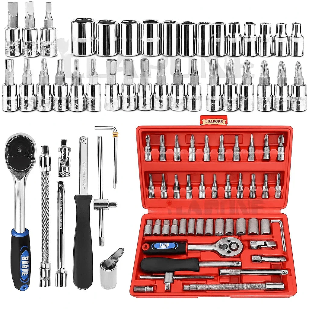 46 in 1 Tool Kit | Manual Socket & Screwdriver Set - Tyre Remolding
