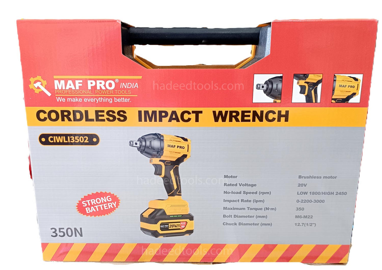 MAF PRO 1/2" Cordless Impact Wrench – 20V, 350Nm,2 Batteries + Charger